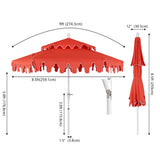 Fletcher 8.5 ft. Coastal Double-Tiered Castle Market Patio Umbrella with Auto-Tilt Crank Wind Vent and UV Protection
