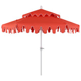 Fletcher 8.5 ft. Coastal Double-Tiered Castle Market Patio Umbrella with Auto-Tilt Crank Wind Vent and UV Protection