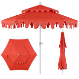 Fletcher 8.5 ft. Coastal Double-Tiered Castle Market Patio Umbrella with Auto-Tilt Crank Wind Vent and UV Protection
