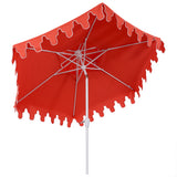 Fletcher 8.5 ft. Coastal Double-Tiered Castle Market Patio Umbrella with Auto-Tilt Crank Wind Vent and UV Protection