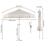 Dexter 8.5 ft. Classic Castle Scalloped Market Patio Umbrella with Auto-Tilt Crank Wind Vent and UV Protection