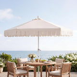 Dexter 8.5 ft. Classic Castle Scalloped Market Patio Umbrella with Auto-Tilt Crank Wind Vent and UV Protection