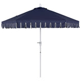 Dexter 8.5 ft. Classic Castle Scalloped Market Patio Umbrella with Auto-Tilt Crank Wind Vent and UV Protection