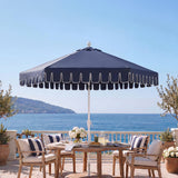 Dexter 8.5 ft. Classic Castle Scalloped Market Patio Umbrella with Auto-Tilt Crank Wind Vent and UV Protection