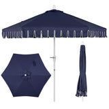 Dexter 8.5 ft. Classic Castle Scalloped Market Patio Umbrella with Auto-Tilt Crank Wind Vent and UV Protection