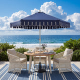 Dexter 8.5 ft. Classic Castle Scalloped Market Patio Umbrella with Auto-Tilt Crank Wind Vent and UV Protection