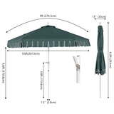 Dexter 8.5 ft. Classic Castle Scalloped Market Patio Umbrella with Auto-Tilt Crank Wind Vent and UV Protection