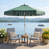Dexter 8.5 ft. Classic Castle Scalloped Market Patio Umbrella with Auto-Tilt Crank Wind Vent and UV Protection