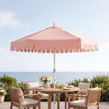 Dexter 8.5 ft. Classic Castle Scalloped Market Patio Umbrella with Auto-Tilt Crank Wind Vent and UV Protection