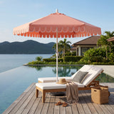Dexter 8.5 ft. Classic Castle Scalloped Market Patio Umbrella with Auto-Tilt Crank Wind Vent and UV Protection