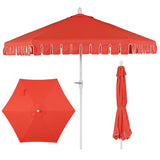 Dexter 8.5 ft. Classic Castle Scalloped Market Patio Umbrella with Auto-Tilt Crank Wind Vent and UV Protection