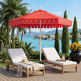 Dexter 8.5 ft. Classic Castle Scalloped Market Patio Umbrella with Auto-Tilt Crank Wind Vent and UV Protection