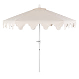 Valen 9 ft. Bohemian Coastal Lotus Scallop Market Patio Umbrella with Auto-Tilt Crank Wind Vent and UV Protection