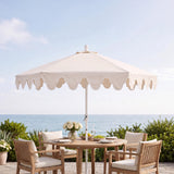 Valen 9 ft. Bohemian Coastal Lotus Scallop Market Patio Umbrella with Auto-Tilt Crank Wind Vent and UV Protection