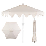 Valen 9 ft. Bohemian Coastal Lotus Scallop Market Patio Umbrella with Auto-Tilt Crank Wind Vent and UV Protection