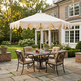 Valen 9 ft. Bohemian Coastal Lotus Scallop Market Patio Umbrella with Auto-Tilt Crank Wind Vent and UV Protection