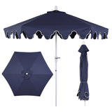 Valen 9 ft. Bohemian Coastal Lotus Scallop Market Patio Umbrella with Auto-Tilt Crank Wind Vent and UV Protection