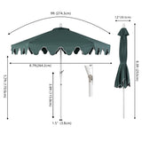 Valen 9 ft. Bohemian Coastal Lotus Scallop Market Patio Umbrella with Auto-Tilt Crank Wind Vent and UV Protection