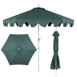 Valen 9 ft. Bohemian Coastal Lotus Scallop Market Patio Umbrella with Auto-Tilt Crank Wind Vent and UV Protection