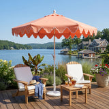 Valen 9 ft. Bohemian Coastal Lotus Scallop Market Patio Umbrella with Auto-Tilt Crank Wind Vent and UV Protection