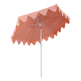 Valen 9 ft. Bohemian Coastal Lotus Scallop Market Patio Umbrella with Auto-Tilt Crank Wind Vent and UV Protection