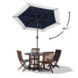 Spencer 9 ft. Classic Coastal 2-Tone Solar LED Market Patio Umbrella - JONATHAN Y