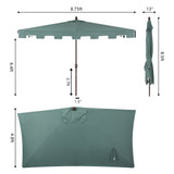 Sidney 9 ft. Classic MidCentury Rectangular Half Market Patio Umbrella