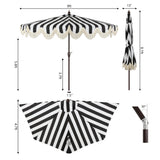 Beverly 9 ft. Designer Classic Scalloped Fringe Half Market Patio Umbrella