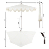Beverly 9 ft. Designer Classic Scalloped Fringe Half Market Patio Umbrella