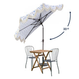 Beverly 9 ft. Designer Classic Scalloped Fringe Half Market Patio Umbrella