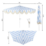 Beverly 9 ft. Designer Classic Scalloped Fringe Half Market Patio Umbrella