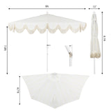 Beverly 9 ft. Designer Classic Scalloped Fringe Half Market Patio Umbrella