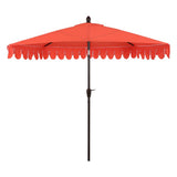 Terrace Arc 9 ft. Classic MidCentury Scalloped Fringe Market Patio Half Umbrella with CrankTilt Button and UV Protection