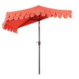 Terrace Arc 9 ft. Classic MidCentury Scalloped Fringe Market Patio Half Umbrella with CrankTilt Button and UV Protection