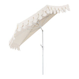 Terrace Arc 9 ft. Classic MidCentury Scalloped Fringe Market Patio Half Umbrella with CrankTilt Button and UV Protection