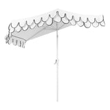 Terrace Arc 9 ft. Classic MidCentury Scalloped Fringe Market Patio Half Umbrella with CrankTilt Button and UV Protection