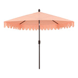 Terrace Arc 9 ft. Classic MidCentury Scalloped Fringe Market Patio Half Umbrella with CrankTilt Button and UV Protection