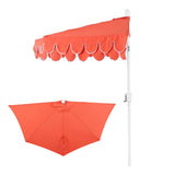 Terrace Arc 9 ft. Classic MidCentury Scalloped Fringe Market Patio Half Umbrella with CrankTilt Button and UV Protection