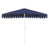 Terrace Arc 9 ft. Classic MidCentury Scalloped Fringe Market Patio Half Umbrella with CrankTilt Button and UV Protection