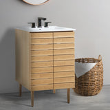 Aubert Thick Linear Slat Modern Farmhouse 2-Shelf Bath Vanity Cabinet Only (Sink Basin not Included) - JONATHAN Y