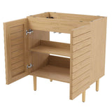 Aubert Thick Linear Slat Modern Farmhouse 2-Shelf Bath Vanity Cabinet Only (Sink Basin not Included)