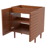 Aubert Thick Linear Slat Modern Farmhouse 2-Shelf Bath Vanity Cabinet Only (Sink Basin not Included)