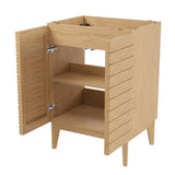 Calandre Thin Linear Slat Modern Farmhouse 2-Shelf Bath Vanity Cabinet Only (Sink Basin not Included) - JONATHAN Y