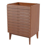 Calandre Thin Linear Slat Modern Farmhouse 2-Shelf Bath Vanity Cabinet Only (Sink Basin not Included)