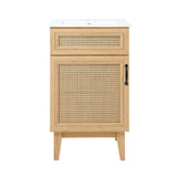 Javer Rattan Modern Farmhouse 2-Shelf Bath Vanity Cabinet Only (Sink Basin not Included) - JONATHAN Y