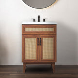 Javer Rattan Modern Farmhouse 2-Shelf Bath Vanity Cabinet Only (Sink Basin not Included) - JONATHAN Y
