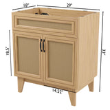 Javer Rattan Modern Farmhouse 2-Shelf Bath Vanity Cabinet Only (Sink Basin not Included)