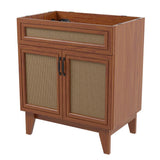 Javer Rattan Modern Farmhouse 2-Shelf Bath Vanity Cabinet Only (Sink Basin not Included)
