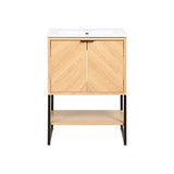 Juhl Chevron-Front Modern Minimalist 2-Shelf Bath Vanity Cabinet Only (Sink Basin Not Included) - JONATHAN Y