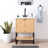 Juhl Chevron-Front Modern Minimalist 2-Shelf Bath Vanity Cabinet Only (Sink Basin Not Included) - JONATHAN Y